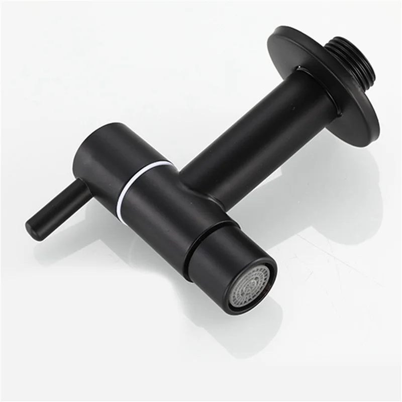 ABGR-3X Mop Sink Faucet 304 สแตนเลสห้องน้ําก๊อกน้ําเครื่องซักผ้าสวนกลางแจ้งเดี่ยวน้ําเย็น Tap (สีดํา)