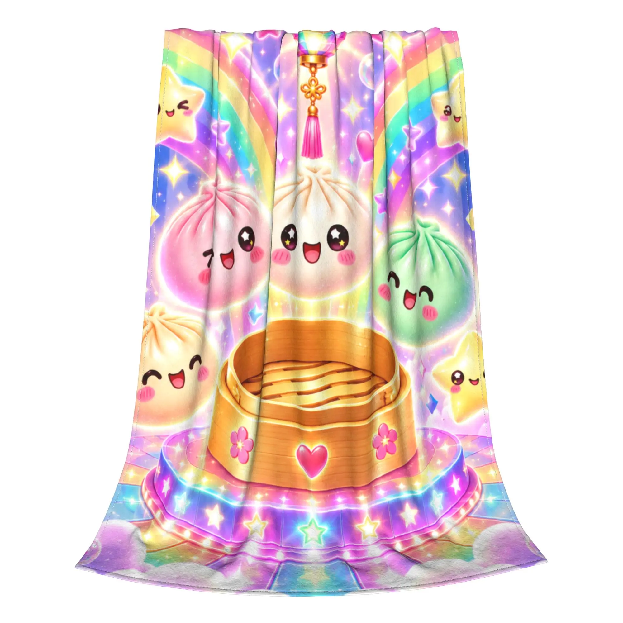 1PC Food in Sky Blanket Throw Blanket Rainbow Disco Ball Cartoon Print Cozy Fleece Novelty Warm Blanket All Season Gift