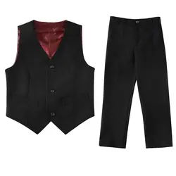 Back To School Season Young Boys' Vest Set For Kids, 2pcs Vest And Pants School Uniforms