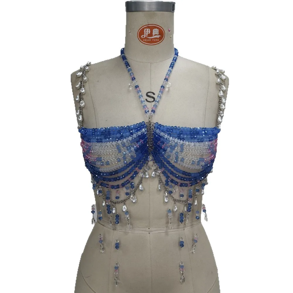 

Европейский и американский новый ручной работы нерегулярный драгоценный камень из бисера цепочка для тела пляжный отдых сексуальный многослойный наряд