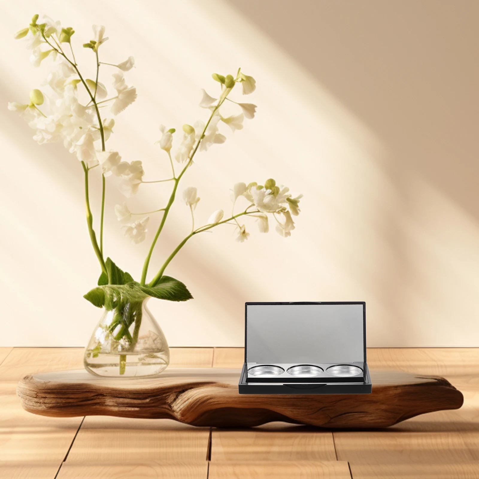 Paleta de sombra de ojos portátil, organizador de maquillaje magnético recargable de 3 rejillas, contenedores vacíos para viaje, rubor Diy