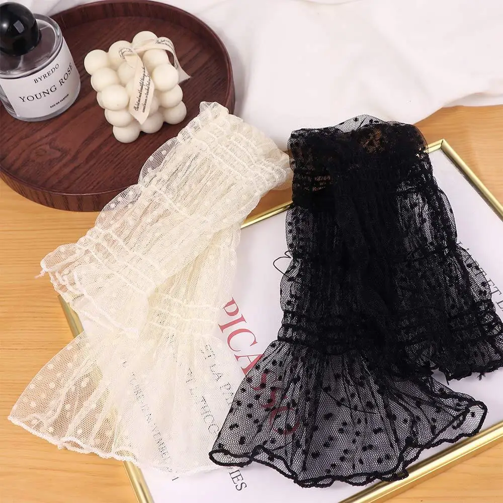 أصفاد معصم شبكية رياضية منقط لركوب الدراجات أكمام أذرع تبريد للنساء على الطراز الكوري بأكمام طويلة للحماية من الشمس وأكمام واقية من الشمس من الدانتيل #4