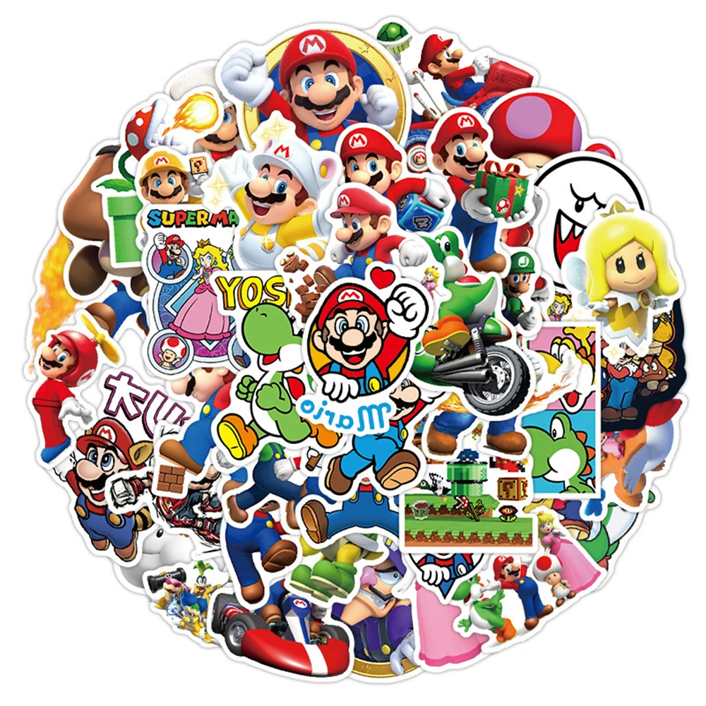 10/30/50/100pcs Super Mario Grappig Spel Stickers Cartoon Sticker Decoratie Skateboard Bagage Telefoon graffiti Decals voor Kinderen Speelgoed