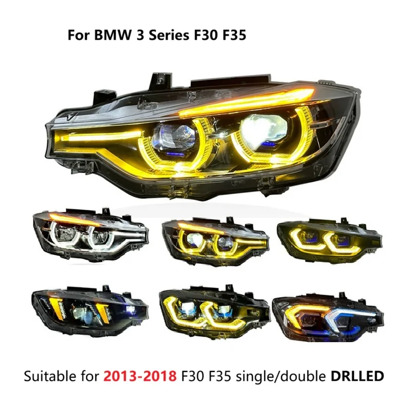Suitable for 2013-2018 BMW 3 Series F30 F35 - Modified single/double color DRLLED headlight assembly front lighting system