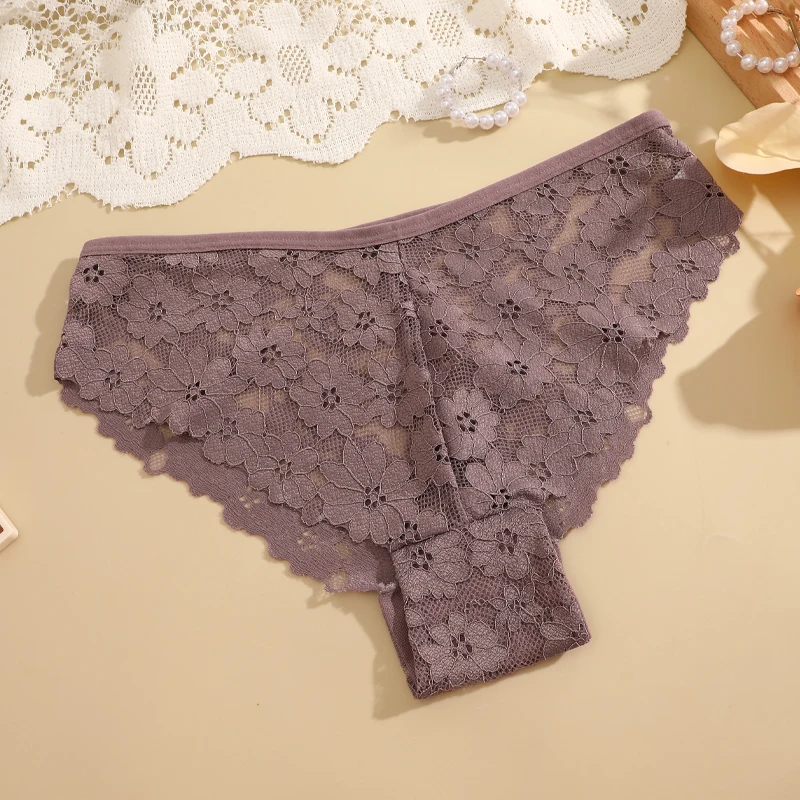 Finetoo 3 pçs calcinha de renda para mulher sexy oco para fora roupa interior de verão transparente cuecas de cintura baixa meninas lingerie confortável novo