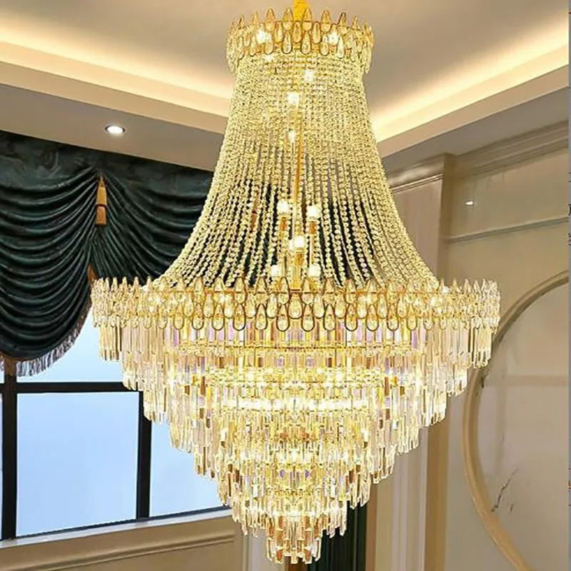 Villa duplex building living room large chandelier light luxury