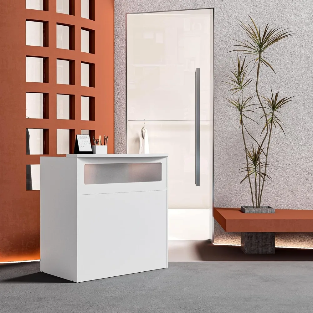 

Современная стойка регистрации с белой стеклянной перегородкой — офисная стойка регистрации, идеально подходящая для небольших помещений, салона, касса