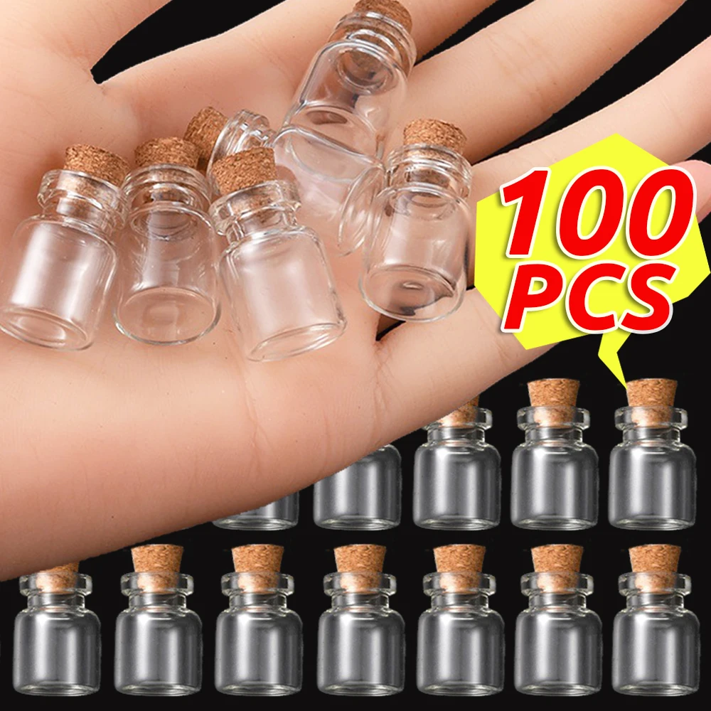 10/100PCS Empty Glass Bottle with Cork Stoppers Tiny Transparent Wish Jars Spice Message DIY Drifting Vials Wedding Party Gifts