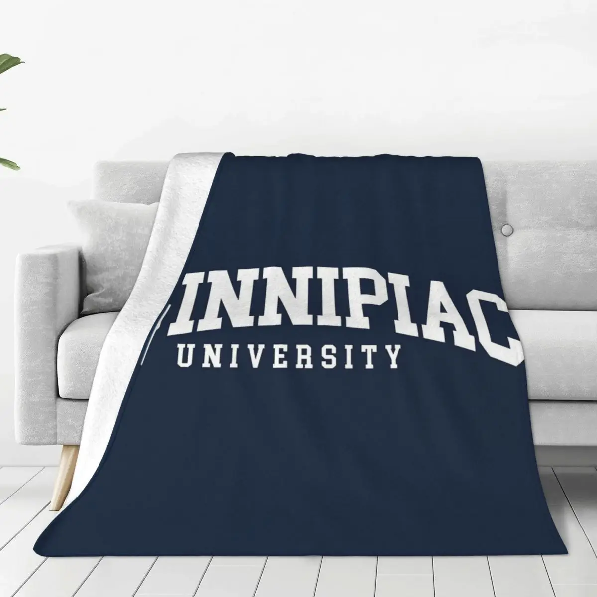 Quinnipac - College Font Curved Blanket Flannel Portable Sofa Throw Blankets For Couch Bedding Outdoor Throws Bedspread Quilt