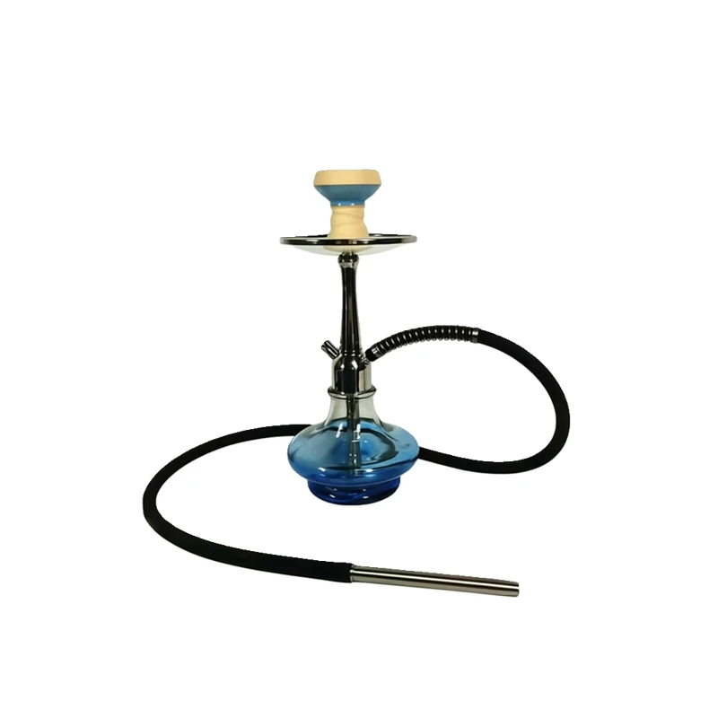 13.78inch Swan Shape Hookah Shisha Set Single Hose Stainless Steel Body Blue Glass Vase Complete Narguile Chicha Kit For Party