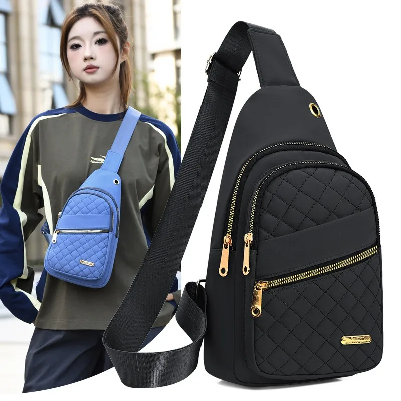 Simple Women's Breast Bag New Multi-Layer embroidery Thread Large Capacity Chest Backpack Girl Outdoor Leisure Oblique Span Bag