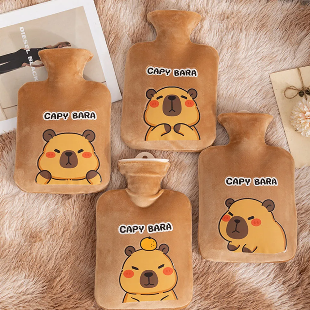 Fashion 500ml Hot Water Bottle Cute Multipurpose Plush Cover Cartoon Capybara Removable Hand Warmer