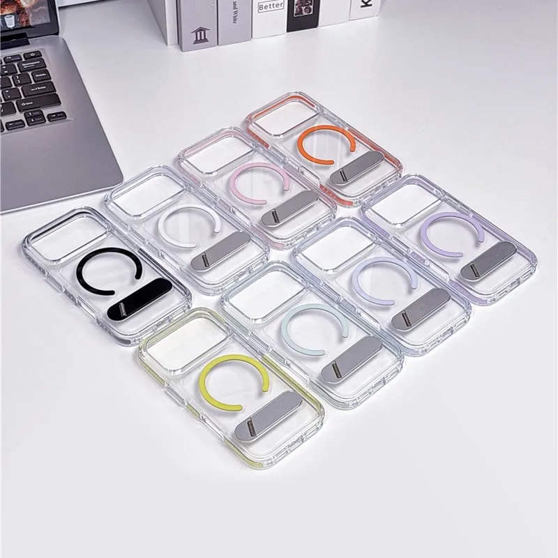 

Back Hidden Bracket Transparent Phone Case for iPhone Air 17 Pro Max with Support Magnetic Charging