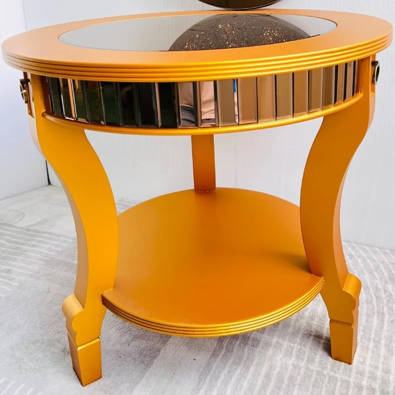 Coffee table gold mirror table Phnom Penh light luxury storage glass multi-function