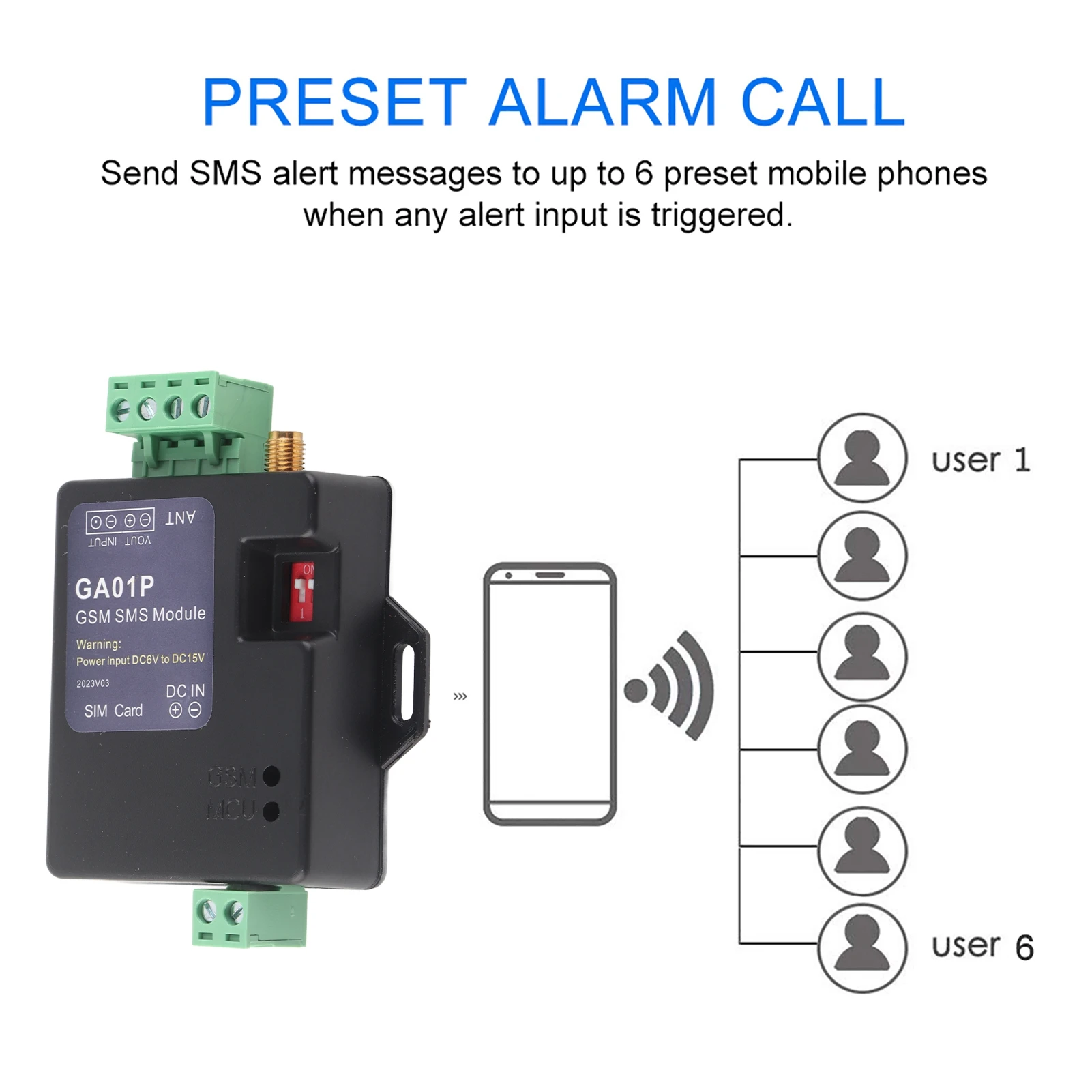 Minialarma de fallo de energía remota inteligente, alarma de llamada SMS, sistema de alarma de seguridad GSM, alerta de fallo de energía remota, GA01P