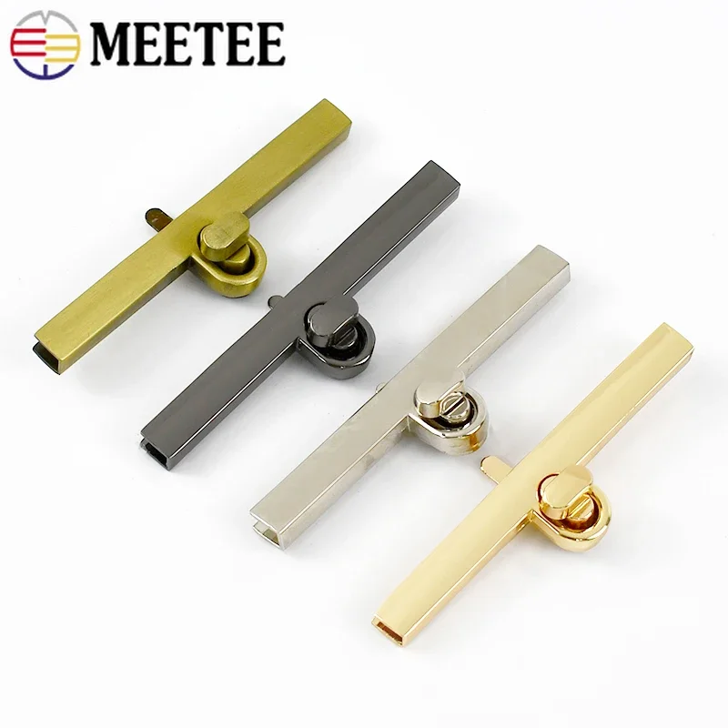 4/10Pcs Meetee 96X11mm Metal Rectangle Lock Clasp Bag Closure Twist Turn Locks Handbag Cover Clip Buckle DIY Luggage Accessories