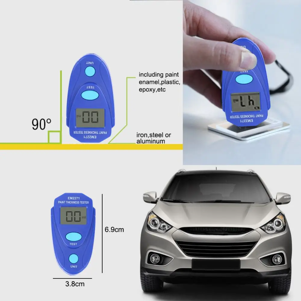 EM2271 Manual Digital Paint Thickness Gauge Auto Coating EM2271A Car Accessories Digital Display Mini Car Paint Thickness Meter