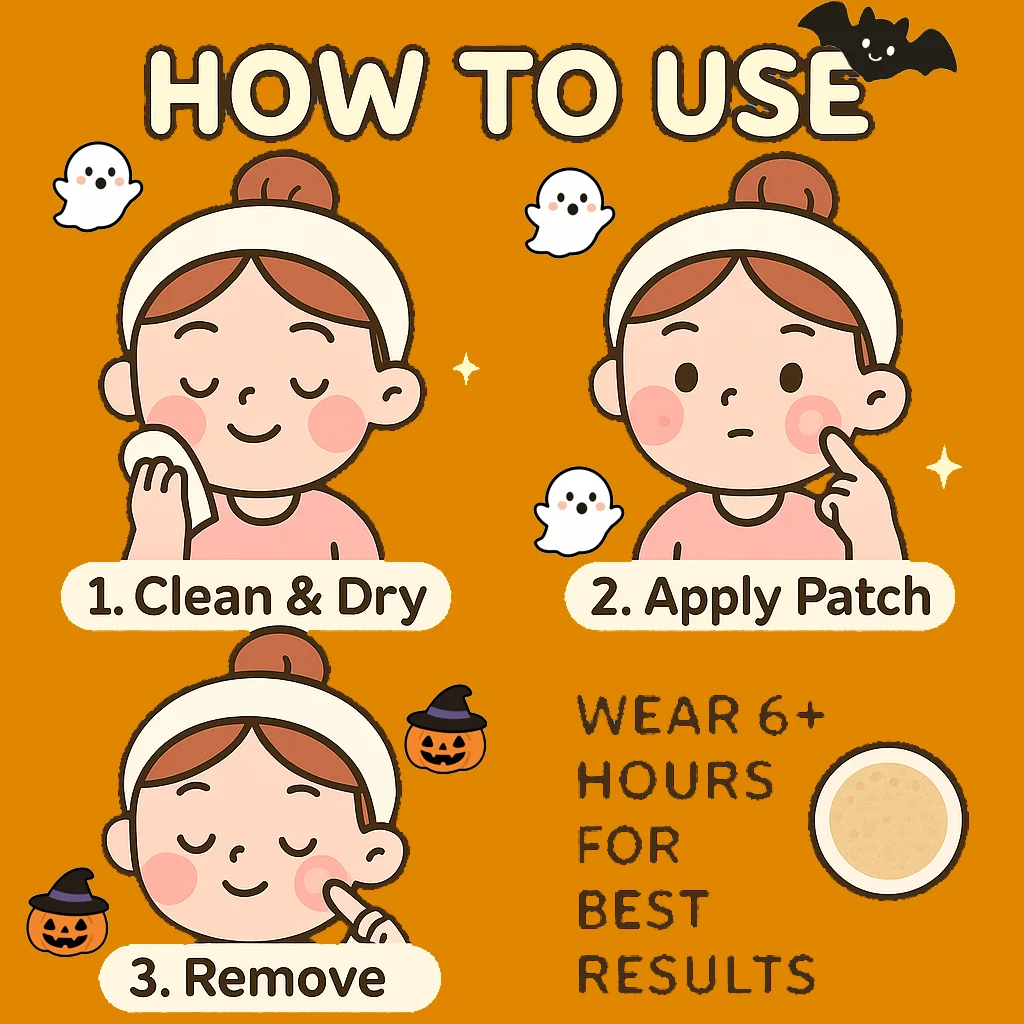 60 قطعة من رقع بثرة اليقطين للهالوين، ملصقات بقع غروانية مائية غير مرئية، خالية من الكحول وخالية من العطور، عيب لطيف مخيف