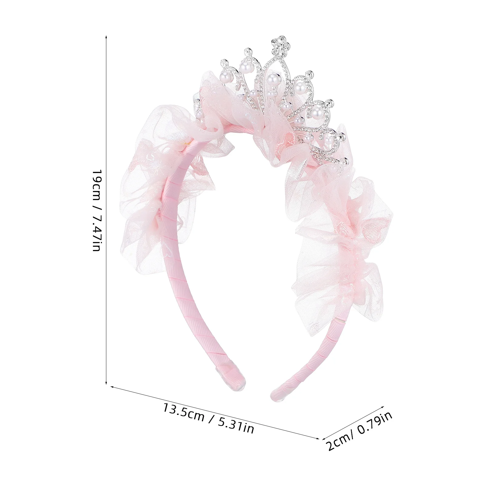 Birthday Crown Headband Princess Mesh Tiara Rhinestone Beaded Birthday Party Crown Girls Tiaras Headband Comfortable Lightweight