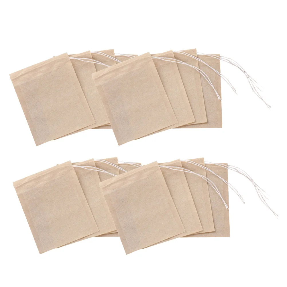 200 Pcs Tea Filter Bags Kitchen Coffee Disposable 8cm Drawstring Strainer Paper