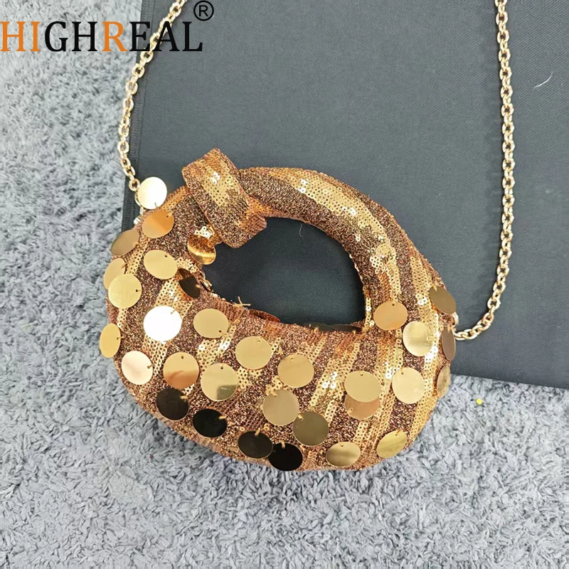 

Mini Puffer Evening Bags For Women Luxury Designer Handbags Purses New In PVC Mosaic Shiny Disc Chain Strap Wrist Shoulder