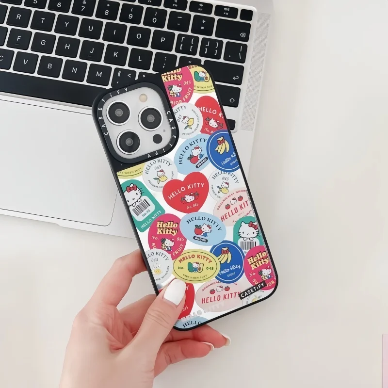 Hot Sale Sanrio Hello Kitty Acrylic With Phone Case For Iphone 16 15 14 13 12 11 Pro Max Anti-Drop Shockproof Back Cover