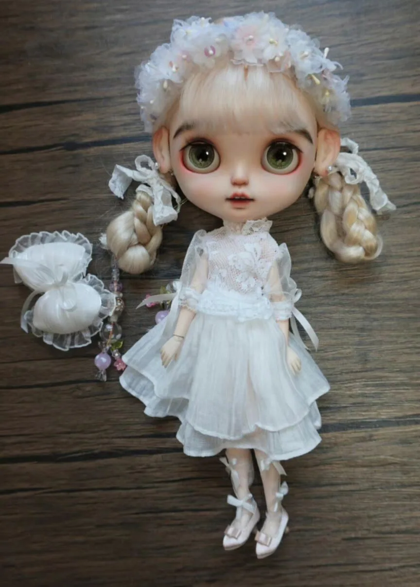 Silk Blythe Retro French style 1set kawaii style blythe doll dress 1/6 30cm(Fit for Pullip,Ob22/24/26, Licca)