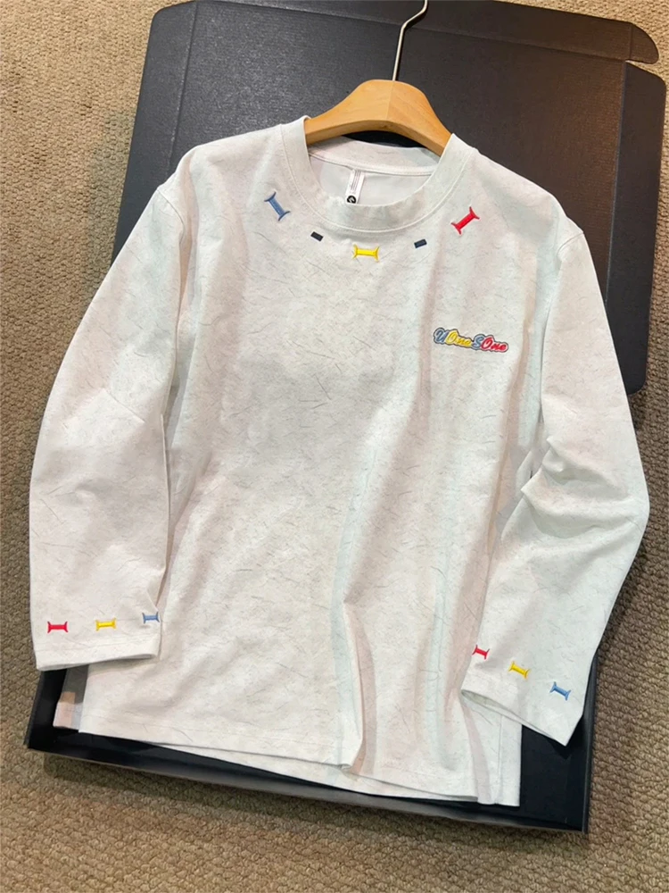 

2025 Autumn Winter New Sle American Sle Long Sve round Ne Embroidered T-irt Men's Base Layer Sweatirt Jaet