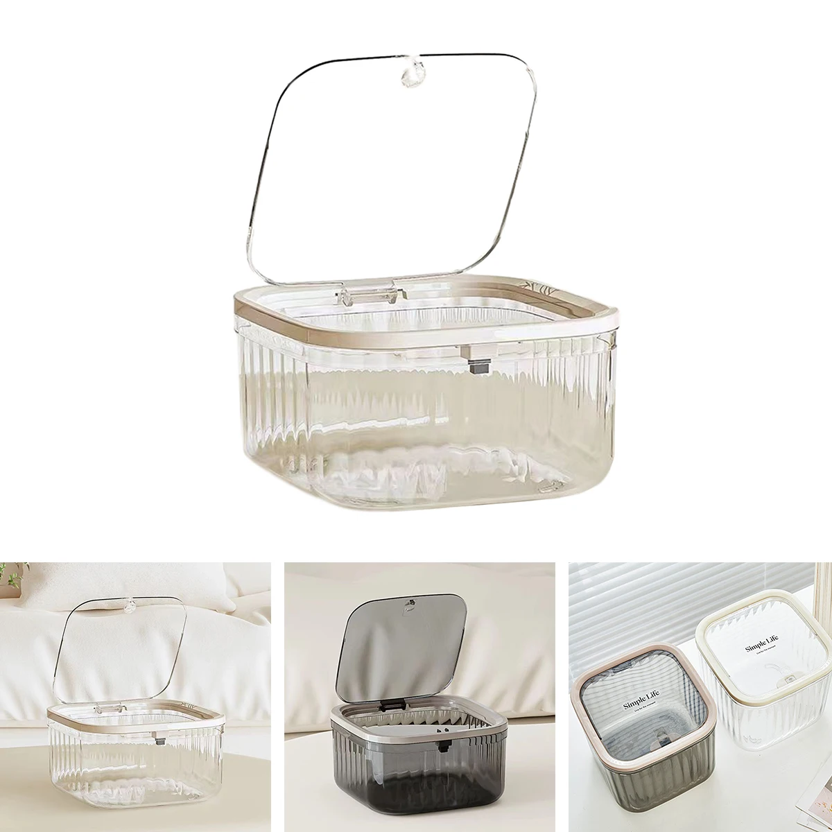 

1pc Mini Desktop Wastebasket Transparent High-value Countertop Paper Basket Household Bedroom Bedside Small Wastebasket