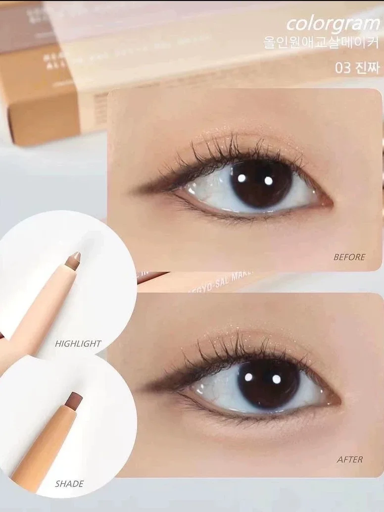 Korean Makeup Colorgram All in one Dual Eyeliner Eyeshadow Highlighter Natural Long-Lasting Shadow Rare Beauty Cosmetics