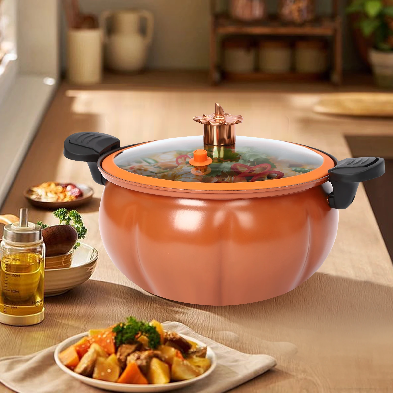 Halloween Style Micro Pressure Cooker Pumpkin Shaped, Refined Iron Micro Pressure Cooking Pot  for Kitchen