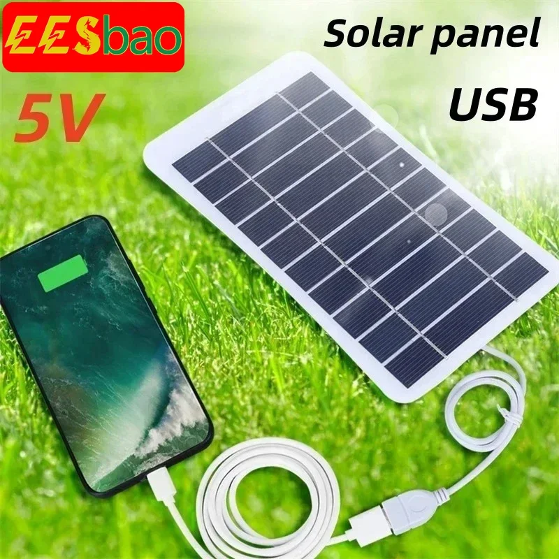 EESBAO 2W-15W Portable Solar Charger with USB-C Fast Charging for IPhone Samsung Phones Power Banks Camping Hiking Emergency Kit