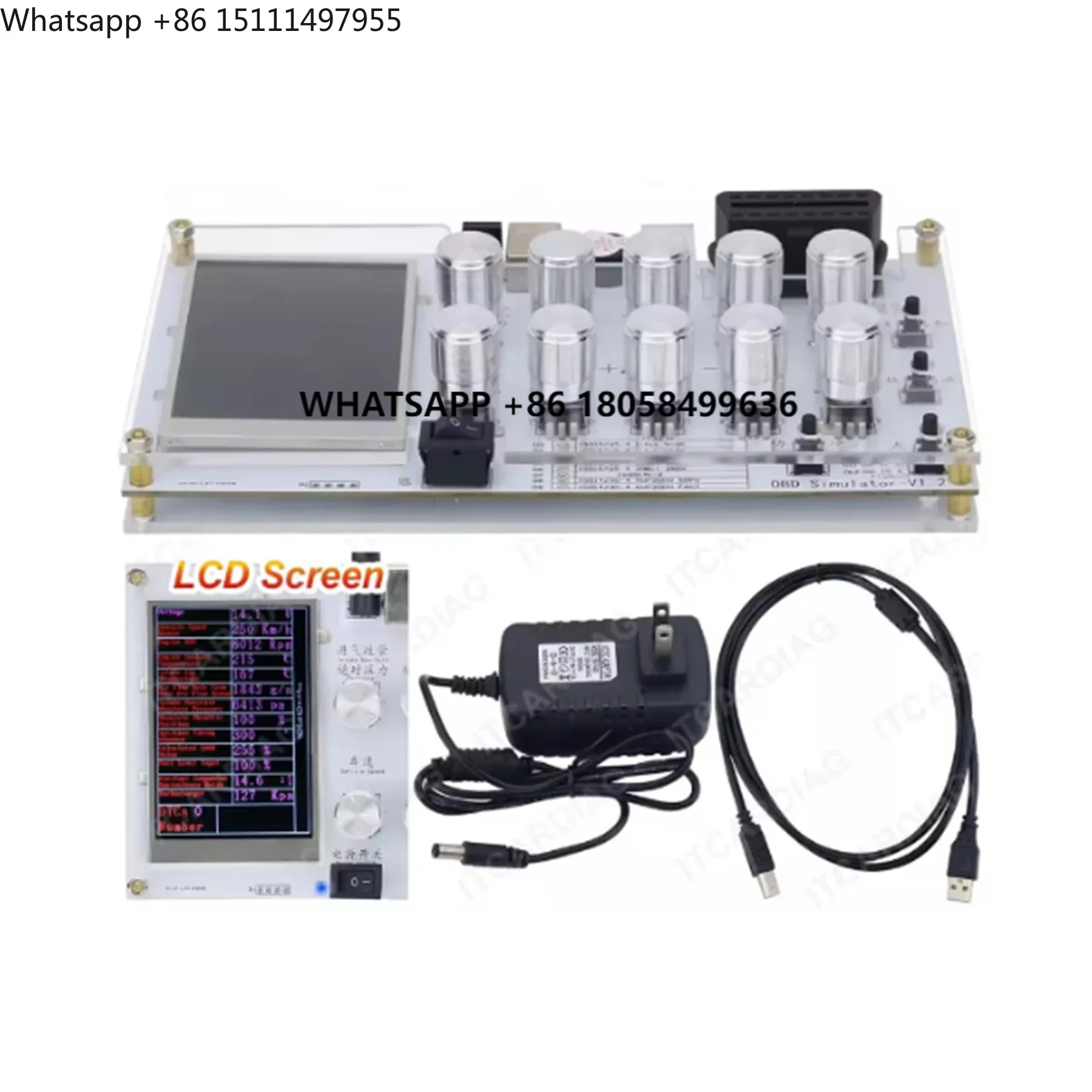 ECU Simulator for Car ELM327  Simulator with LCD Screen & Accessories for Cars ECU Test Platform ELM327 Development Test