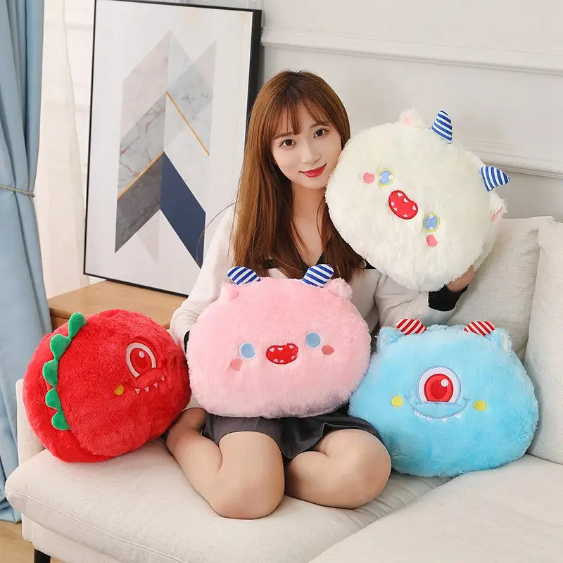 35cm Funny Fluffy Big Eyes Monster Plush Toy Soft Cute Ghost Stuffed Doll Sleeping Pillow Sofa Cushion Children's Birthday Gift