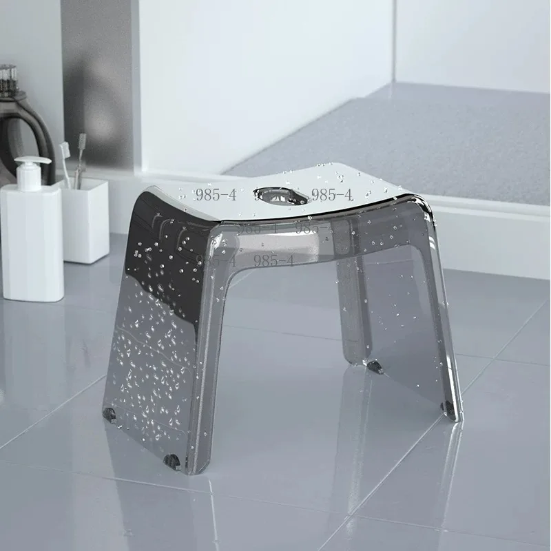 Transparent PCTG Plastic Bath Chair Seat, Antiskid Elderly Shower Stool, Home Bathroom Adults Shoe Stool Furniture
