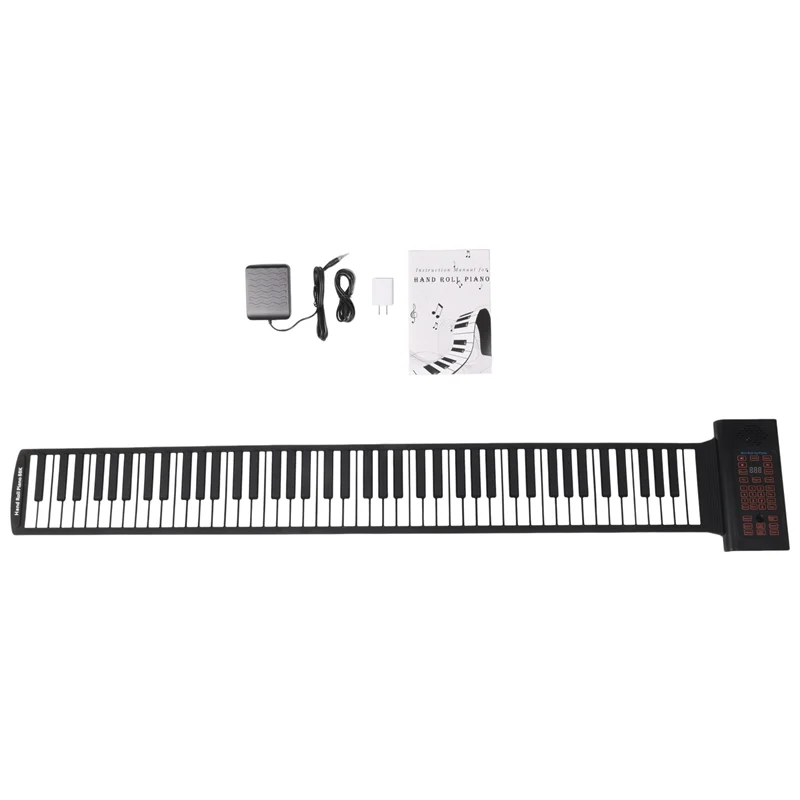 

-A14E Portable Keyboard Piano Roll Up 88 Keys Electronic Keyboard Flexible Silicone With Rechargeable Battery For Kid Gift
