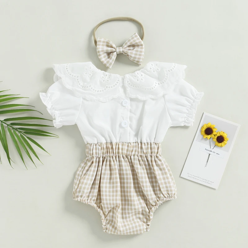 

Adorable Baby Girls Outfit Sleeveless Floral Print Romper with Matching Headband and Bow Detail Summer Set for Infants