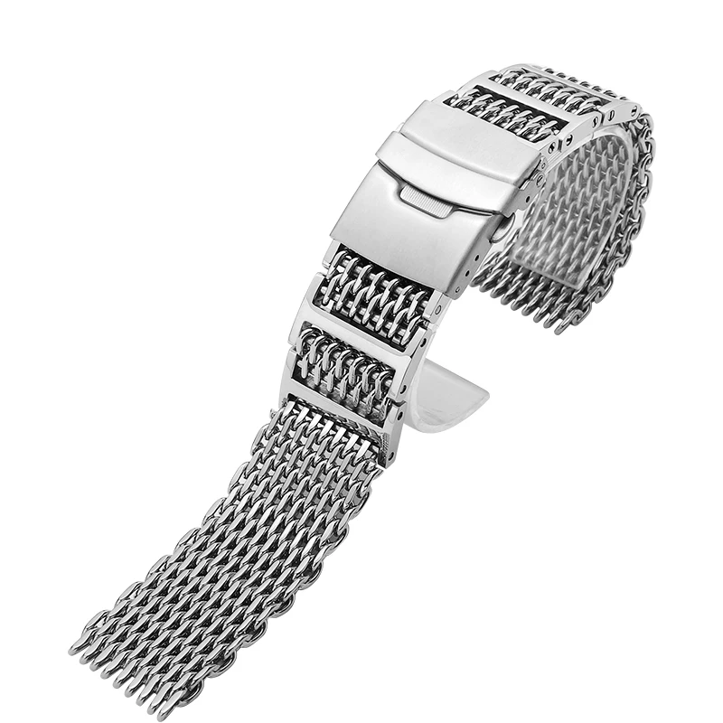 Kushawang Solid Fine Steel Watch Band For Seiko No. 5 / Water Ghost / Abalone / Diving Can Steel Watch Strap Male 20mm 22mm 24mm