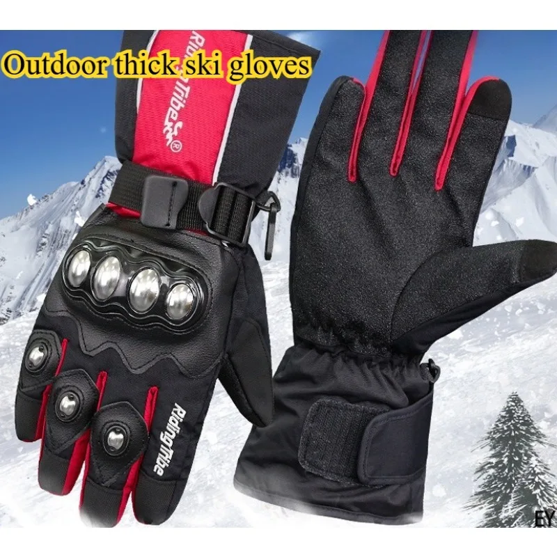 Thick Winter Motorcycle Gloves Warm and Anti Fall Racing Gloves Waterproof Motorcycle Skiing Gloves