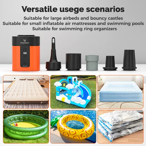Imagen 2 del producto ETENWOLF AIR 3 bomba de aire eléctrica inalámbrica 2600mAh luz de Camping pequeño inflador deflactor bomba al aire libre flotadores de piscina almohadillas para dormir