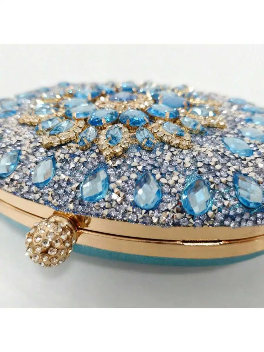 

Elegant Oval Crystal-Encrusted Clutch Purse For Evening Gala And Formal Events