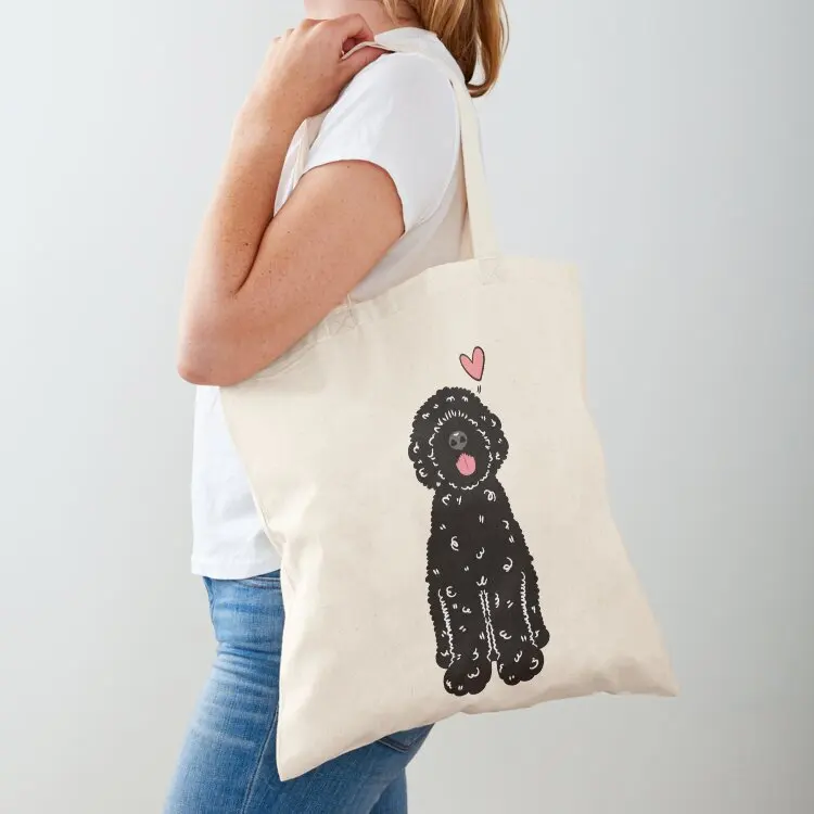 

Love Black Portuguese Water Dog Tote Bag custom tote bag canvas tote Woman shopper bag Women's shopper