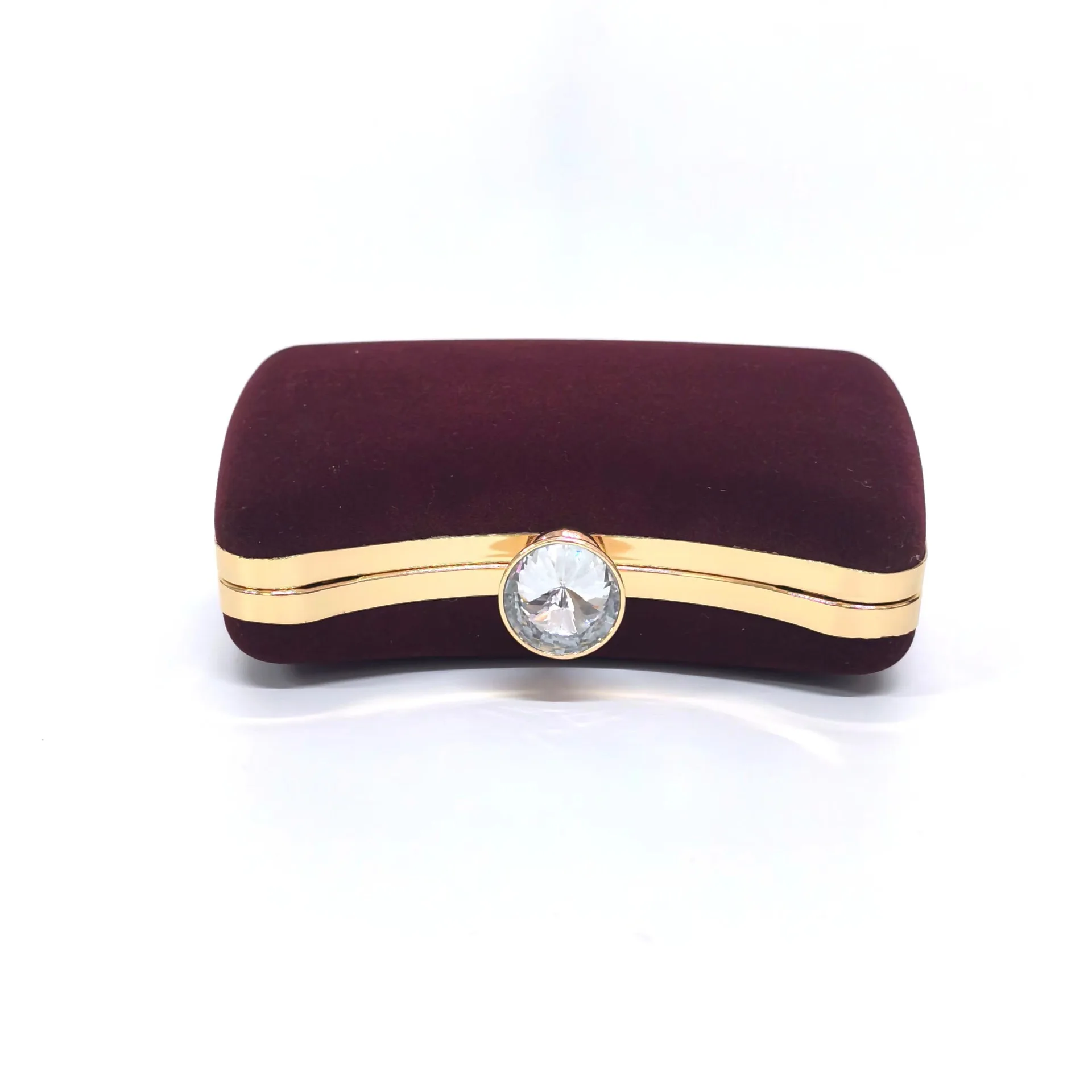 New Kitten Shape Box Bag Burgundy Velvet Clutch Diamonds Clasp Ladies Chain Slanting Bag Wedding Dress Women Luxury Handbags