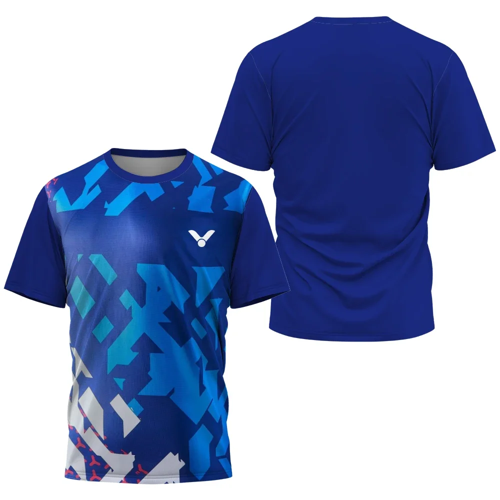 Geometrischer Block 3D-gedrucktes Badminton-Sporttrikot für Herren und Damen, Unisex, schnell trocknend, atmungsaktiv, für Training und Wettkampf, kurzärmeliges Oberteil – Detail 7