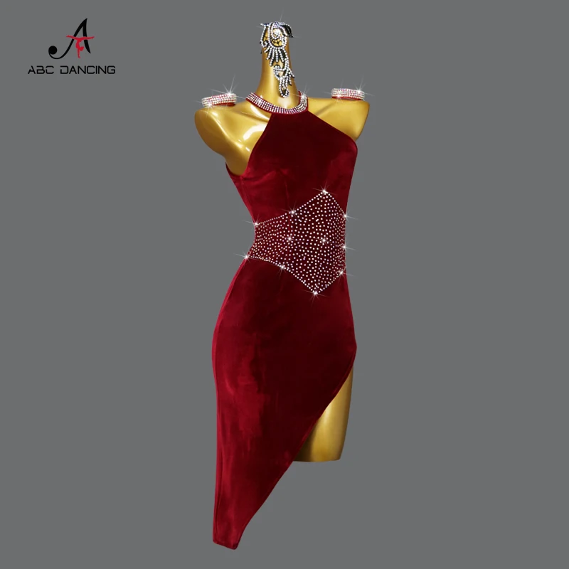 2024 Red Latin Dance Dress Sexy Girls Skirt costume for Party Women Sports Clothes Line Suit Stage Practice Dancewear Customized