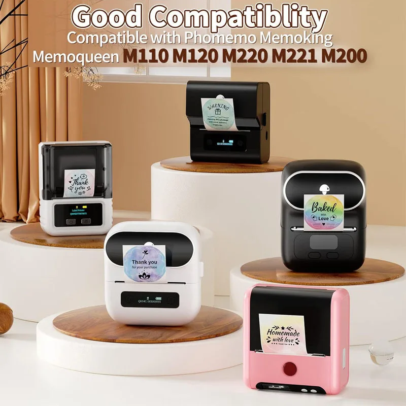 50*50mm Thermal Label Sticker Roll Self-adhesive Rainbow Flower DIY Gift Thank You Card Sealing Stickers Paper Printer M220 M110