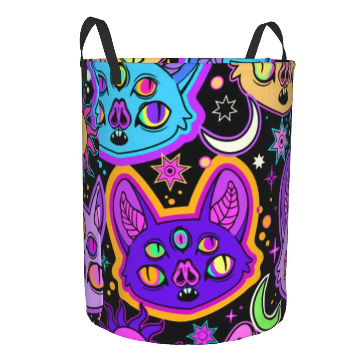 Funny Psychedelic Bats Waterproof Storage Bag Household Dirty Laundry Basket Folding Clothes Organizer