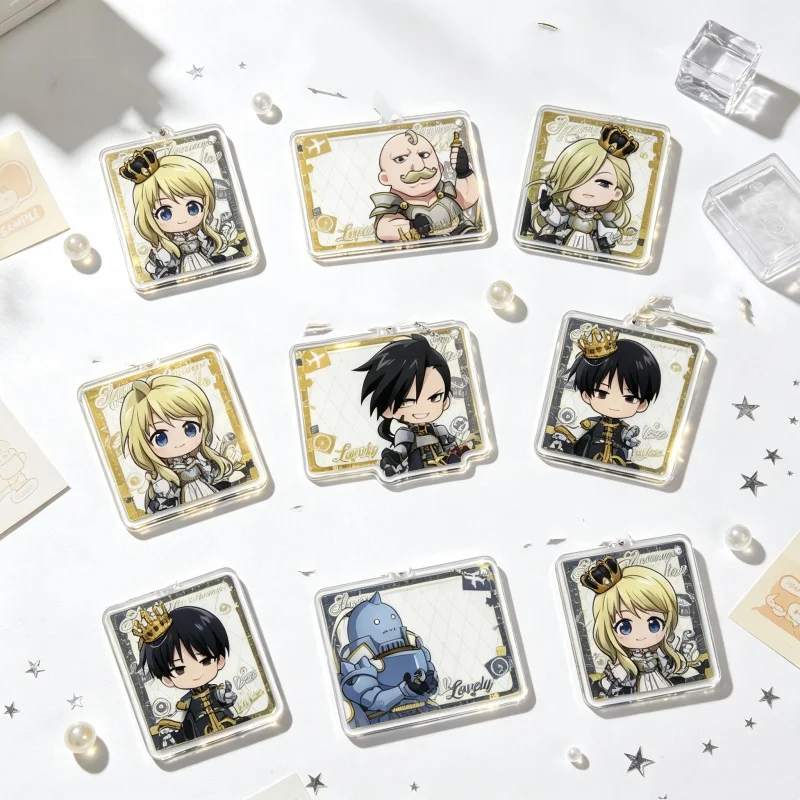 FULLMETAL ALCHEMIST 6CM Acrylic Keychain Bag Pendant Edward Elric/Alphonse Elric/Roy Mustang Cell Phone Pendant FACTORY STORE