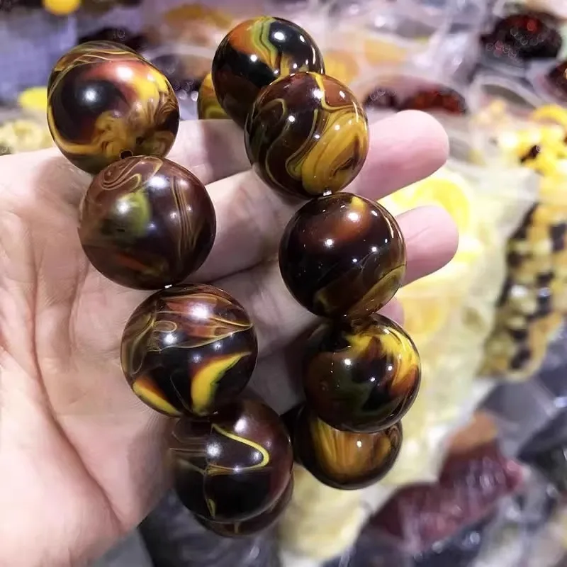 سوار شمع العسل الجديد، سوار خرز دائري، مجوهرات شمع العسل الكهرماني الكلاسيكية متعددة الاستخدامات للرجال والنساء #4