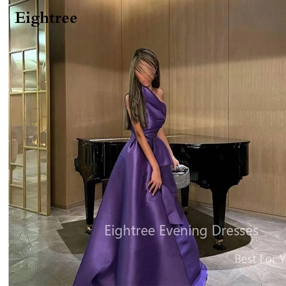 

Eightree Arabic Satin Evening Dresses Simple Prom Gowns Dubai One Shoulder Formal Occasion Party Dress For Women Robe De Soirée